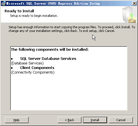 SQL Server 2005 express 安装过程